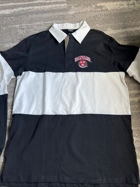 Black & White Harvard Rugby Polo Shirt